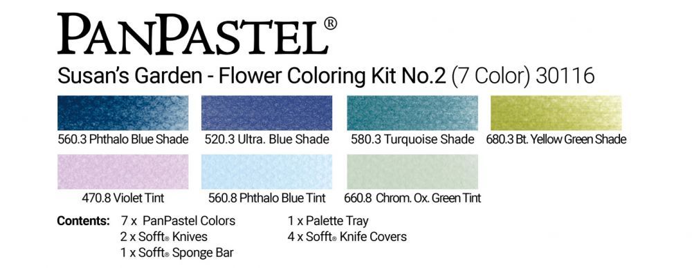 PanPastel 30116 Susan's Garden Flower Coloring Kit No. 2 (7 Кольорів)
